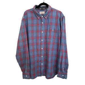 Weatherproof Vintage Red Blue Plaid Longsleeve Button Down XXL Western Lumbar